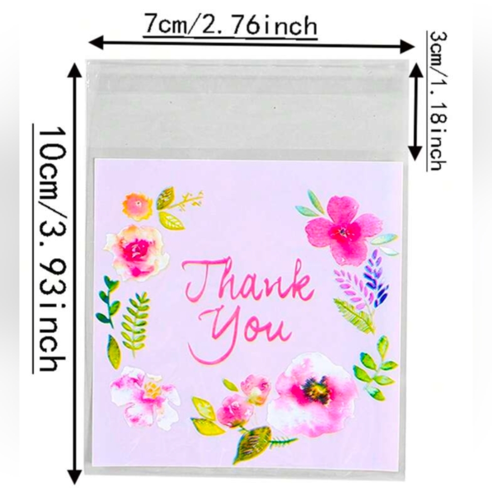 20 Small Thank You Floral Printed Gift Bags - Picture 3 of 5